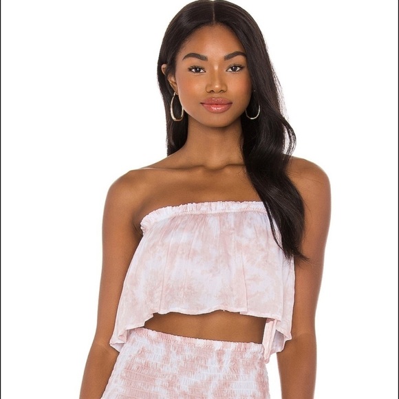 Tiare Hawaii Flutter Crop Top In Mauve White - Picture 1 of 16